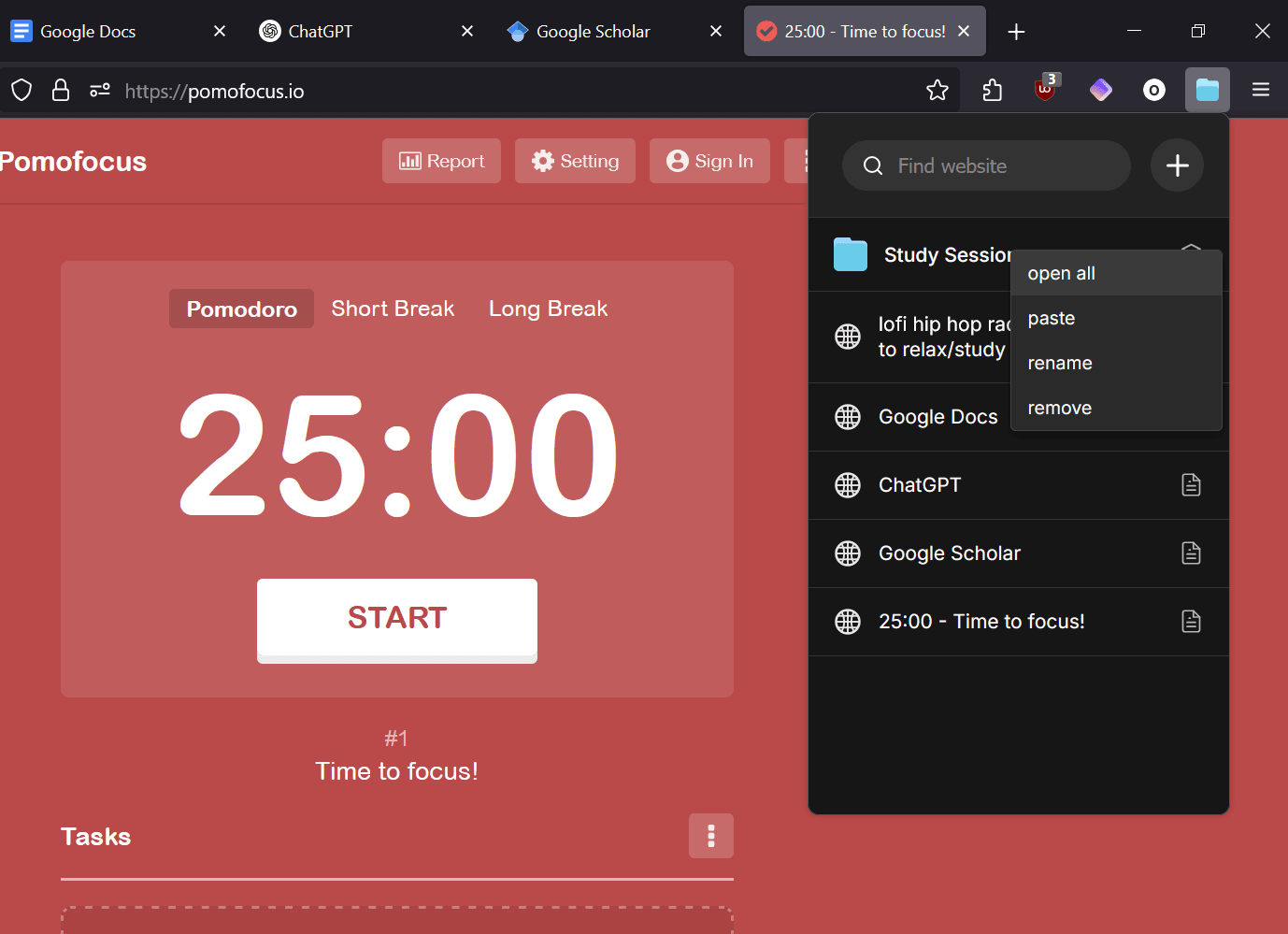 Start a session with one click